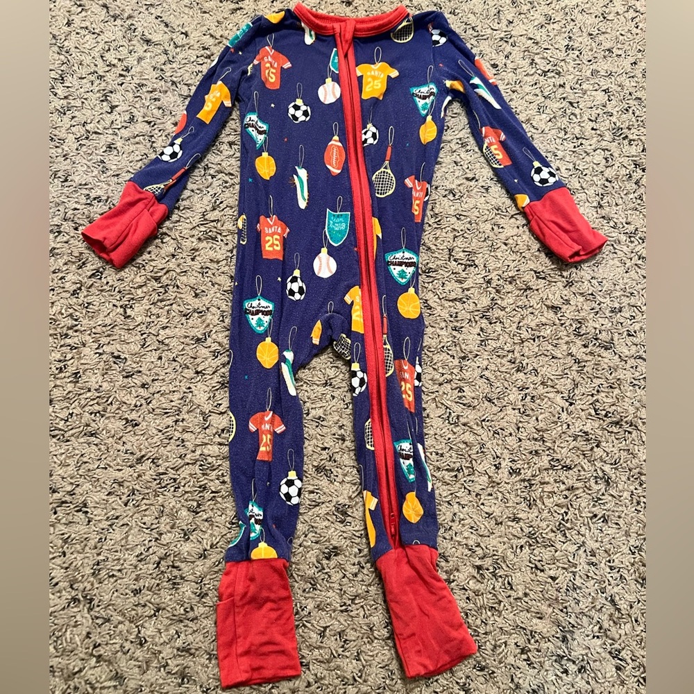 Angel Dear 6-12 Month Christmas Sports Ornaments Zipper Pajamas
